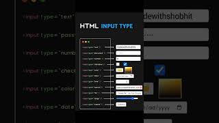 HTML input types|Web design|like an subscribe 🔔 Shares#shortvideo #bcastudents #webdesign #code
