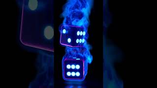Neon Glowing Dice in Slow Motion
