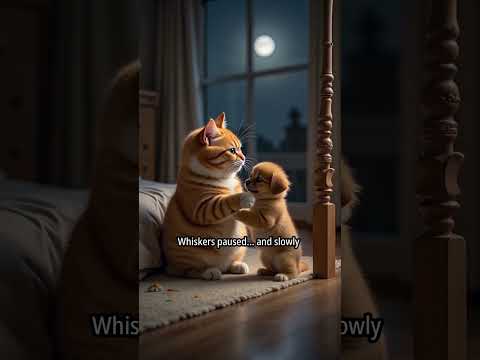 Whiskers Faced His Fear to Protect a Puppy 🐾 | Moral Cat Story #shorts
