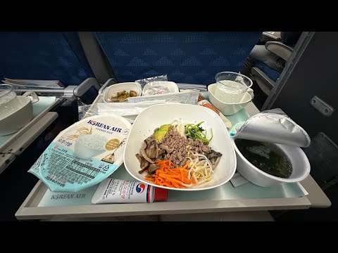 Eating Airplane Food at Korean Air Economy Class