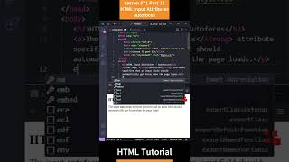 HTML Tutorial - Lesson 71: HTML Input Attributes - autofocus Part 12  #html #htmltutorial #css #js