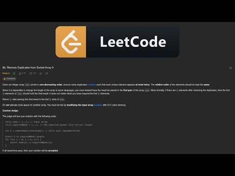 Remove Duplicates from Sorted Array II lc80
