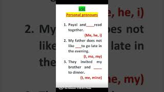 USE PERSONAL PRONOUNS #ENGLISH #GRAMMAR #PREPARATION