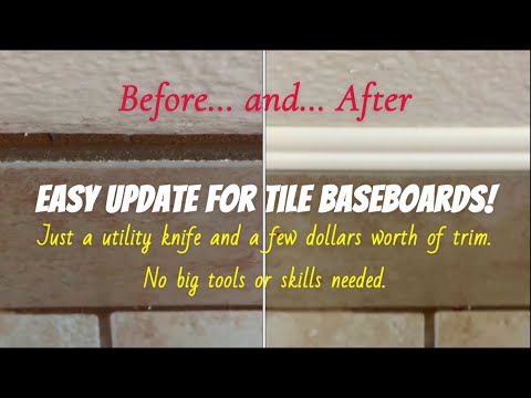 DIY Update Tops of Tile Baseboard - Make It Pretty for Pennies! Easy.