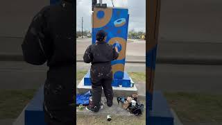 #Painting a mural using @BehrPaints made this easy! #muralwork #contemporaryart #colourmixing