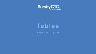 Paper to Digital: Tables