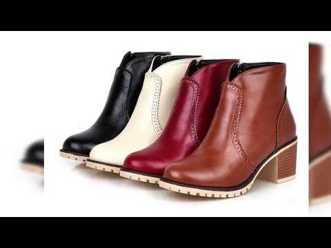 Women’s Chelsea boots faux leather booties chunky shoes winter sb100#