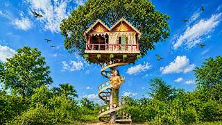 Survival Girl, Building Amazing Bamboo Tree House High 10M in the Air