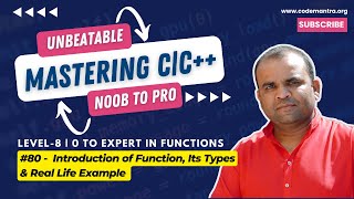 #80 | Introduction of Function, Its Types & Real Life Example |  | CODEMANTRA - 2024