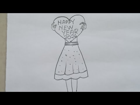 Happy New year 2026 drawing easy. How to drawing Happy new year 2026. Happy New year 2026