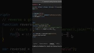 Reverse String in Javascript without built in methods #coding #programming #arrowfunctions #jslogic