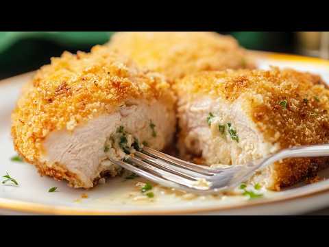 Tender chicken roll in crispy breading - juicy on the inside, golden crust on the outside!