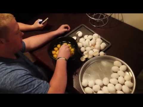 Shawn attempts to crack 35 eggs in 1 minute ONE-HANDED