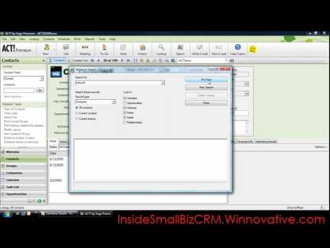 InsideSMBCRM - Quick Tip:  Act! CRM - Finding Hidden Gold Using Keyword Search