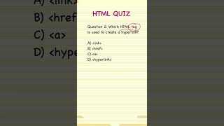 Which HTML tag is used to create a hyperlink? #htmlquiz #html #htmlinterview #programmingwithrakesh