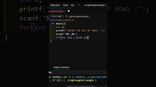 Creating a right-angle triangle pattern using C language || #code #100