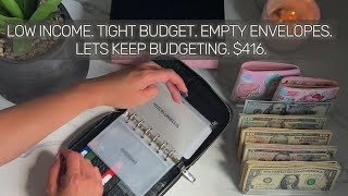 Low Income, Tight Budget, Empty Envelopes – Budget With Me | $416 Cash Stuffing