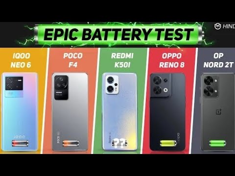 Redmi K50i vs Poco F4, iQOO Neo 6, Oppo Reno8 vs Nord 2T Battery Drain Test | Charging Test 🔋