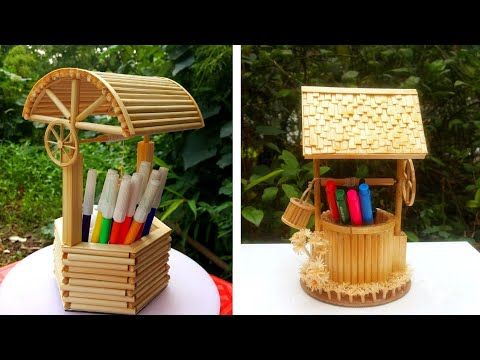 2 Beautiful Pen Holder ideas - Desk organizer #bamboo #bamboocraft #craft