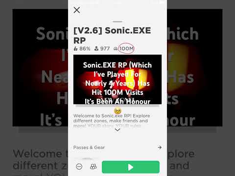 Sonic.EXE RP Has Hit 100M Visits 🥹 Credits To @outlaik