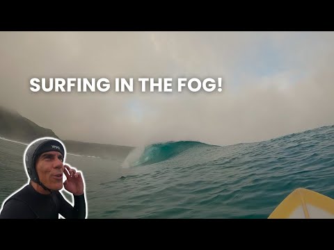 I find a wave hidden in the fog and go through a hard paddle out! POV Surf Portugal VLOG #20