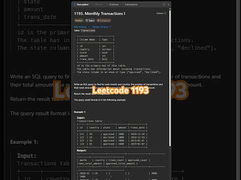 Leetcode 1193 in 30 Seconds | SQL 50 Challenge #sql #leetcodesql #sql50 #coding #leetcode1193