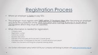 Business Incubator - Skills Development Levy (SDL)