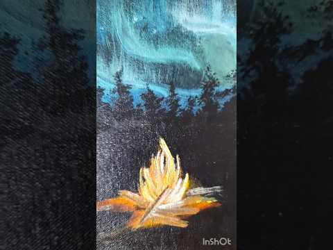 one canvas clothes and two acrylic painting 🎨🎨।। night Norway landscape painting by acrylic colour