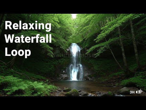 Relaxing Waterfall Loop | 3 Hours of Pure Nature Sounds for Sleep, Study, Meditation