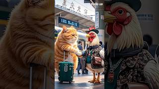 Cat Chicken Friendship | #aianimalstories #cat #ytshorts #viralvideo