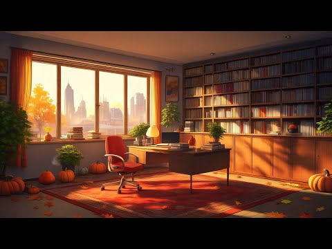 Sunlit Anime Study Room 📚 Lofi Cozy Home Office 📝 Autumn Focus Zone [study/relax]