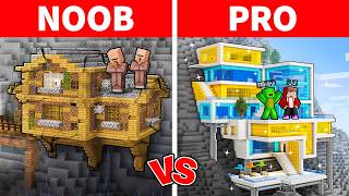 Mikey & JJ vs Villagers - NOOB vs PRO: Mountain House Battle in Minecraft (Maizen)