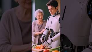 Humanoid Robot Helps Elderly Woman Cook & Shop 🛒🔪 #RobotAssistant #AIChef #ai