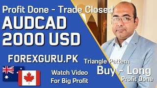 AUDCAD 2000 USD Profit Done - Triangle Pattern Successful - ForexGuru.Pk