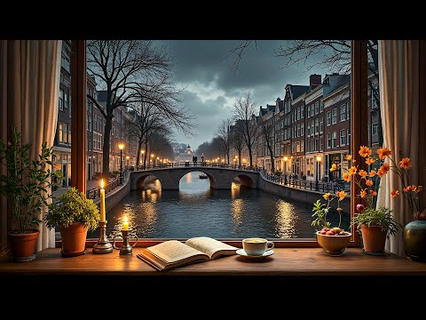 Rainy Day Jazz at a Rainy European Café🎶Cozy Ambience, Piano Jazz Instrumental for Work & Relaxation