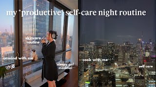 PRODUCTIVE & COZY NIGHT ROUTINE🌙: living alone, self care, cook with me & decorating my apt!