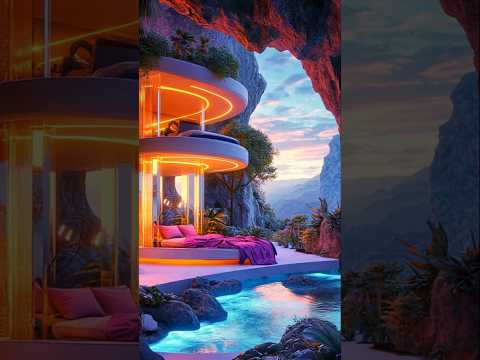 Futuristic Interior Design: Cliffside Resort Room #futuristicliving