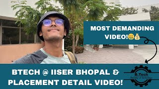 🤩💯Btech at IISER BHOPAL | 🤑PLACEMENT | DETAIL VIDEO! #india #motivation #iiserbhopal #2025#placement