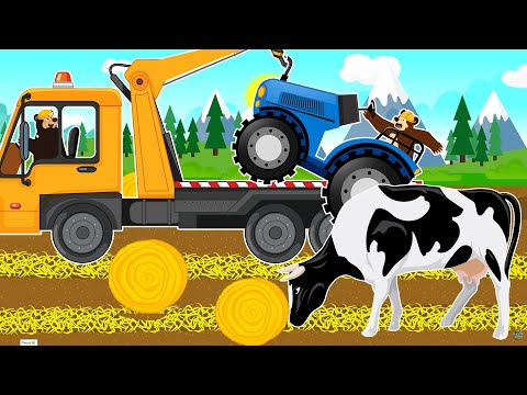 Farmer Farm Working: Tractor Breakdown🚜 & Feeding Dairy Cows with Straw | Vehicles Farm