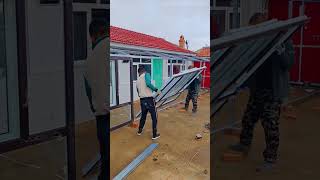 Sunroom Wall Installation – Glass & Frame Setup #construction #shorts