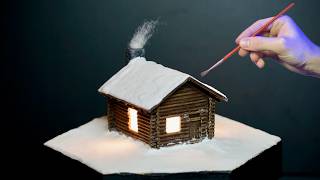 From Toothpicks to Cute and Tiny Log Cabin [Special Winter Episode]