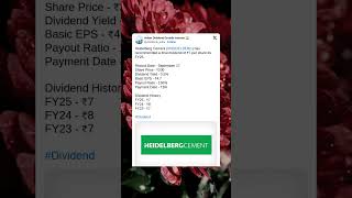 Heidelberg Cement Ltd has recommended a Final Dividend for FY25. #BreakingNews #StockMarket #2025