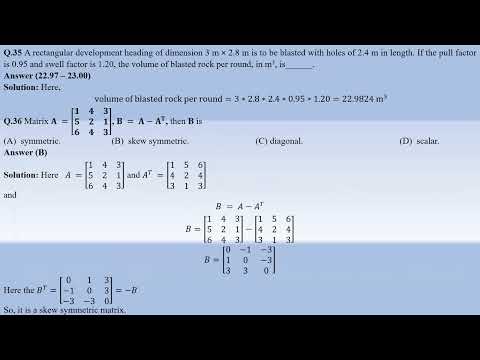 GATE 2024 MINING ENGINEERING (MN) QUESTIONS AND ANSWERS WITH SOLUTIONS