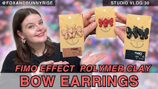 FIMO Effect Polymer Clay Bow Dangles | Clay with me ✨