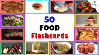 Learn Food Vocabulary | 50 Food Flashcards  | Video Flashcards for kids