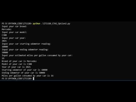 ITS 320  Fundamental programming, design, and testing concepts using Python