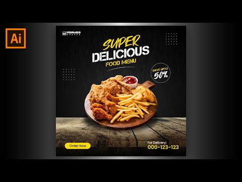 Food Promotion Social Media Banner Design 2024 - Adobe Illustrator