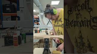 Sanding a guitar neck with Ray! #pjdguitars #pjd #luthier #madeintheuk