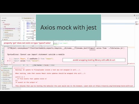 axios mock react testing library | axios mock jest #jest #unittesting #axios #webappdevelopment