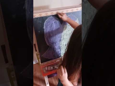 Adorable Child's Chalkboard Art Creation: Drawing a Heart#chalkboardart #childartist